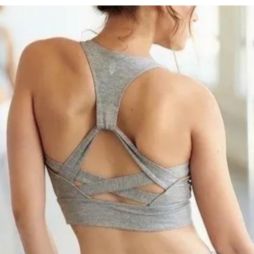 Free People Movement Lightning Synergy Heather Grey Sports Bra